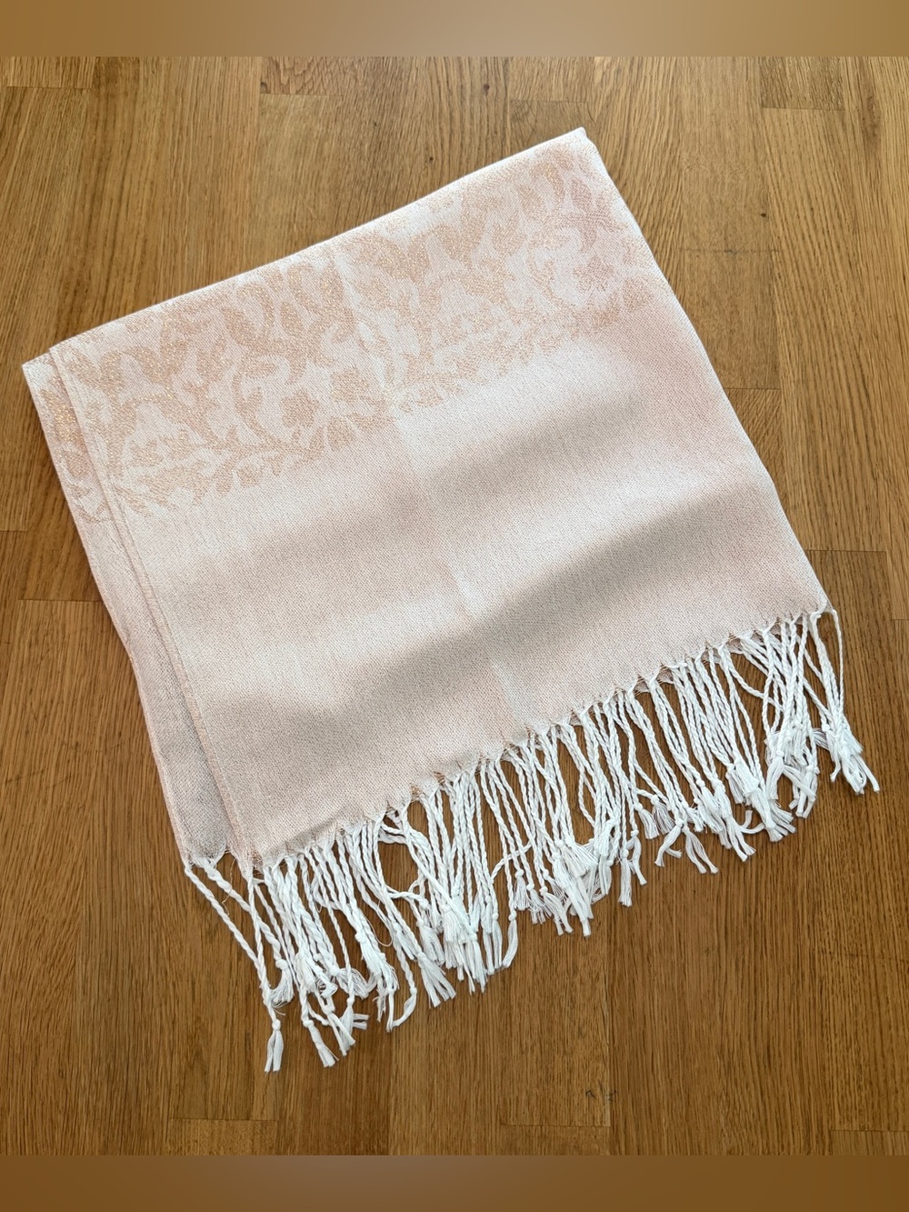 White House Black Market Pink Metallic Fringed Scarf NEW